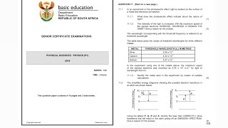 Grade 12 Photoelectric Effect DBE National Paper June 2016 [upl. by Assetniuq]