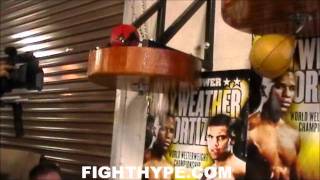 MAYWEATHER TRAINING 3 DAYS BEFORE SHOWDOWN WITH ORTIZ [upl. by Hachmann]