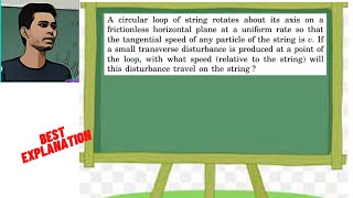 A circular loop of string rotates about its axis on a frictionless horizontal plane at a uniform [upl. by Ekul346]