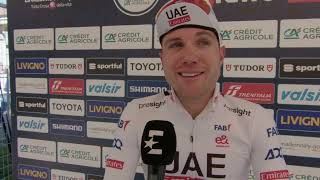 Marc Hirschi  Interview at the finish  Milano  Torino 2024 [upl. by Romanas480]