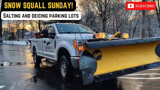 Snow Squall Salt Event DeIcing parking lots before they freeze up [upl. by Ahsoym]