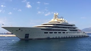 Worlds largest yacht by volume Dilbar inaugural call at Gibraltar UK [upl. by Lebar]