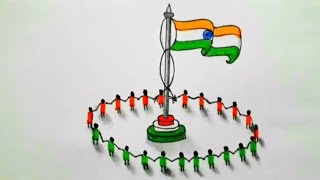 How to draw Tiranga on  Tiranga Jhanda kaise banaye  Tiranga in 3d [upl. by Ojeibbob]