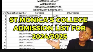 MONICO ADMISSIONAdmission list for St Monicas COE 20242025 outteacherstraining [upl. by Erma]