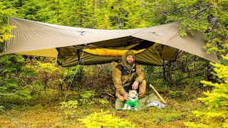 Camping In Rain With Hammock Tent [upl. by Harehs446]