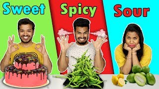 Sweet vs Spicy vs Sour Food Challenge  Hungry Birds [upl. by Ennovehs]