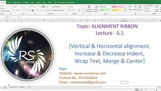 61 Alignment Ribbon Part 1 Horizontal amp Vertical Alignments Increase amp Decrease Indent 1 [upl. by Goldsmith]