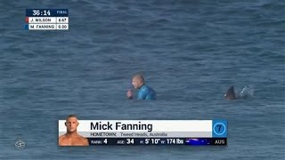 Shark Attacks Surfer Mick Fanning During Competition [upl. by Simonetta]