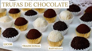 TRUFAS DE CHOCOLATE  3 TIPOS tradicionales coco y licor  ladulcepedia [upl. by Ysteb]