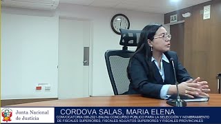 Entrevista a postulante a fiscal provincial María Elena Córdova Salas  Convocatoria 0062021SNJNJ [upl. by Bathsheb]