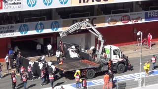 F Alonso accident Test F102222015 Seen from grandstand [upl. by Annaeel838]