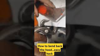 How to bend back fix your bent car hood subscribe for more hacks thanks [upl. by Thad]