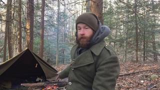 Bushcraft Plash Palakta Solo Winter Overnight Greatcoat Blanket Roll Kukri [upl. by Itraa]