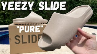 Yeezy Slide Pure Algo está mal con la talla de este par…  on feet review  materiales [upl. by Eannyl763]