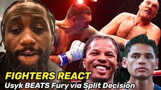 FIGHTERS REACT to Usyk DROPPING amp BEATING Tyson Fury Crawford Gervonta Pacquiao Ryan MORE [upl. by Ansev]