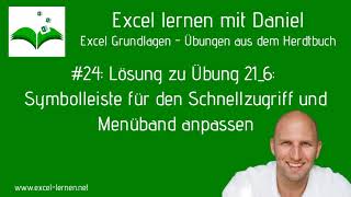 24 Symbolleiste für Schnellzugriff und Menüband anpassen  Lösung 216 Herdtbuch  Excel Grundlagen [upl. by Araas]