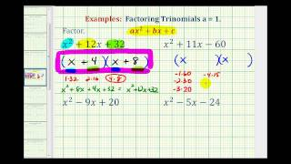 Ex Factor Trinomials When A equals 1 [upl. by Daven]