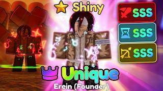 UNIQUE SHINY EREN FOUNDER SSS MAX STATS SHOWCASE  Anime Adventures [upl. by Card]