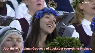 Latvian Song Festival 2018  quotLec saulītequot English TranslationSubtitlesENG SUB [upl. by Prowel]