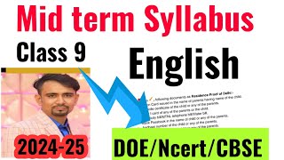 Class 9 english mid term syllabus 2024  class 9 english syllabus 202425  english ka syllabus 2024 [upl. by Aehsal910]