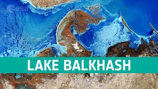 Earth from Space Lake Balkhash [upl. by Ahsatsana]