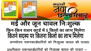 छत्तीसगढ़ राशन वितरण मई और जून 2021 निःशुल्क चावल और जानकारी और 5 किलो वाला लाभ कौन कौन को [upl. by Morie594]