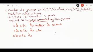 How to find Language Generated by a Grammar GVTPShaving production rules 1SaSc 2SaAc 3Ab [upl. by Nosimaj]