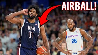 Joel Embiid taunts crowd and shoots an AIRBALL USA Olympic Basketball [upl. by Langan172]