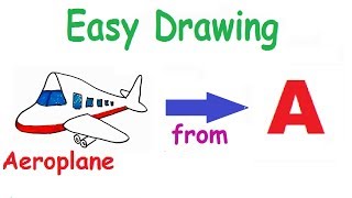 How to Draw Aeroplane from Alphabet letter A in easy way step by step [upl. by Annasus]