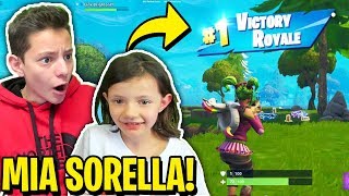 MIA SORELLA VINCE la sua PRIMA PARTITA di FORTNITE ðŸ˜± [upl. by Yahsal243]