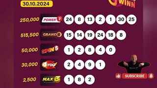 uwinn lottery result today 30102024 Wednesday October power7 Grand6 max3 4you spin5 [upl. by Llevron878]