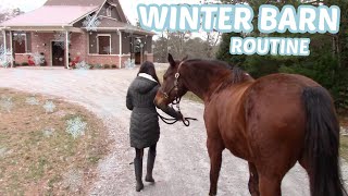 Winter barn night routine feeding mucking out etc [upl. by Eniawed889]