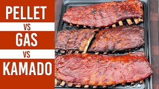 Pellet Grill vs Gas Grill vs Kamado Grill  Smoked Ribs [upl. by Okimik]