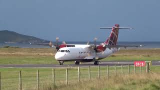 Morning Loganair passenger plane from Glasgow arrives at island of Islay Airport Scotland 7823 [upl. by Dwight]