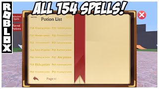 All 154 Spells in Wacky Wizards All Potion Book Recipes  Ingredients ROBLOX [upl. by Hterrag]