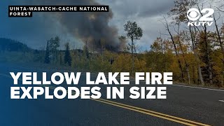 Fastburning Yellow Lake Fire grows to 1500 acres near Mill Hollow Reservoir [upl. by Aizti]