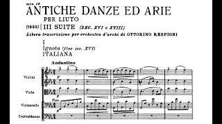 O Respighi  Ancient Airs and Dances Suite No 3 SCORE VIDEO [upl. by Rayna815]