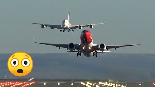 😲 Amazing  Emirates A380 landing with a B737 taking off [upl. by Cristi]