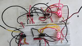 Two digit count value on 7 segment display using ic 7490  decade counter and ic 7447 decoder [upl. by Lawlor]