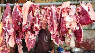 Excellent deshi ox meat amp bone cutting cutting skill in bd meat shop [upl. by Arrad]