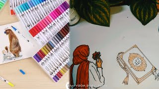 MARKER PEN UNBOXING amp REVIEW ❤️dual tip watercolor painting brush marker review markerpen review [upl. by Raychel157]