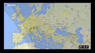 Timelapse video showing air traffic over Europe  Flightradar24 [upl. by Adnilim]