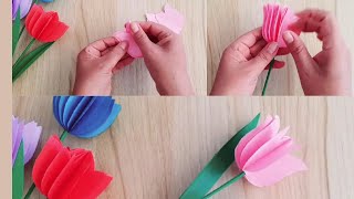 Como hacer Flores de Papel  Tulipanes  DIY  Manualidades [upl. by Mosira320]