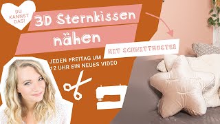 3 D Sternenkissen nähen  mit kostenlosem Schnittmuster stoffede [upl. by Elita]