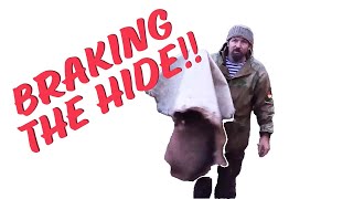 BRAKING THE WAPITI HIDE DIY MUKLUKS PART 3 survival bushcraft outdoorskills 7vswildstaffel4 [upl. by Ternan]