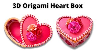 How To Make 3D Origami Heart Box  Modular Origami Heart Box Valentines Day  StepbyStep Tutorial [upl. by Ihsorih]