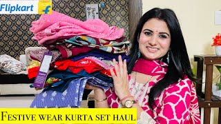 Festive Wear Flipkart Kurta Set Haul Anarkali Kurta Pant With DupattaAlia CutCotton Kurta Palazzo [upl. by Ahsiekyt]