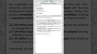 Cover Letter for the Post of Financial Analyst lettersapplications youtubeshorts coverletter [upl. by Arrehs]