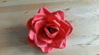 DIY Rose aus Papier selber machen Blumen basteln einfach und schnell [upl. by Enalb731]