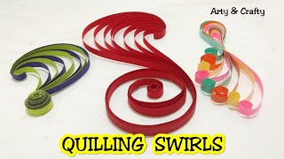 DIY 3 Quilling Swirls Paper Quilling Swirls Tutorial Basic Quilling for Beginners by Arty amp Crafty [upl. by Leirea]